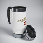 Coffee, the daily brew that fuels my soul.Stainless Steel Travel Mug with Handle, 14oz